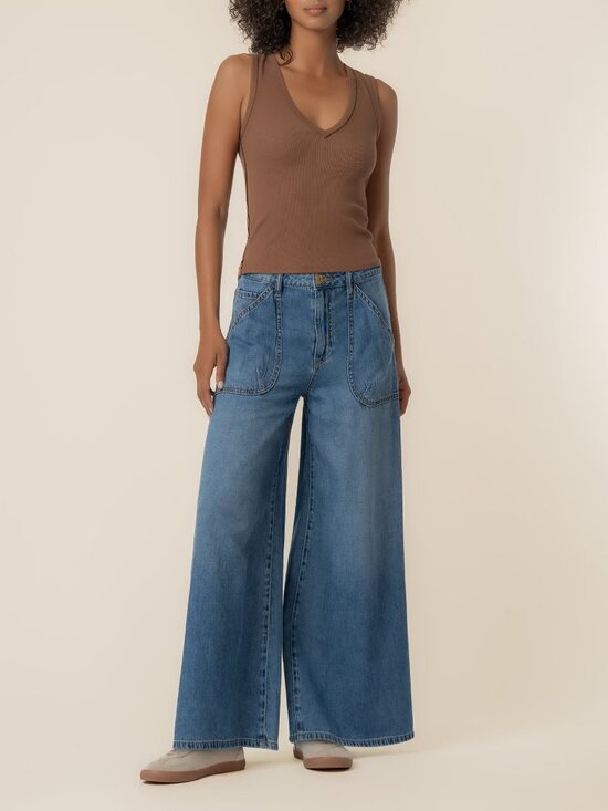 Kut from the Kloth Denim - Kut from the Kloth Blake High Rise Super Wide Leg in Simulated Wash Size 12
